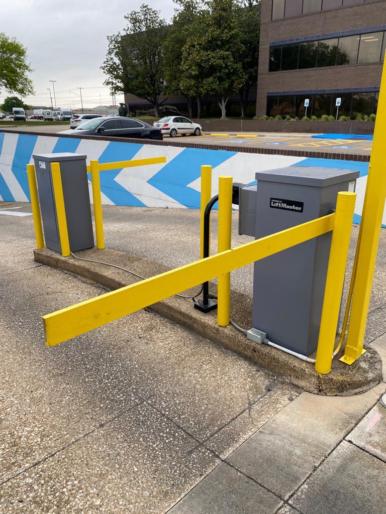 Commercial security gate serviced by Garage Tec